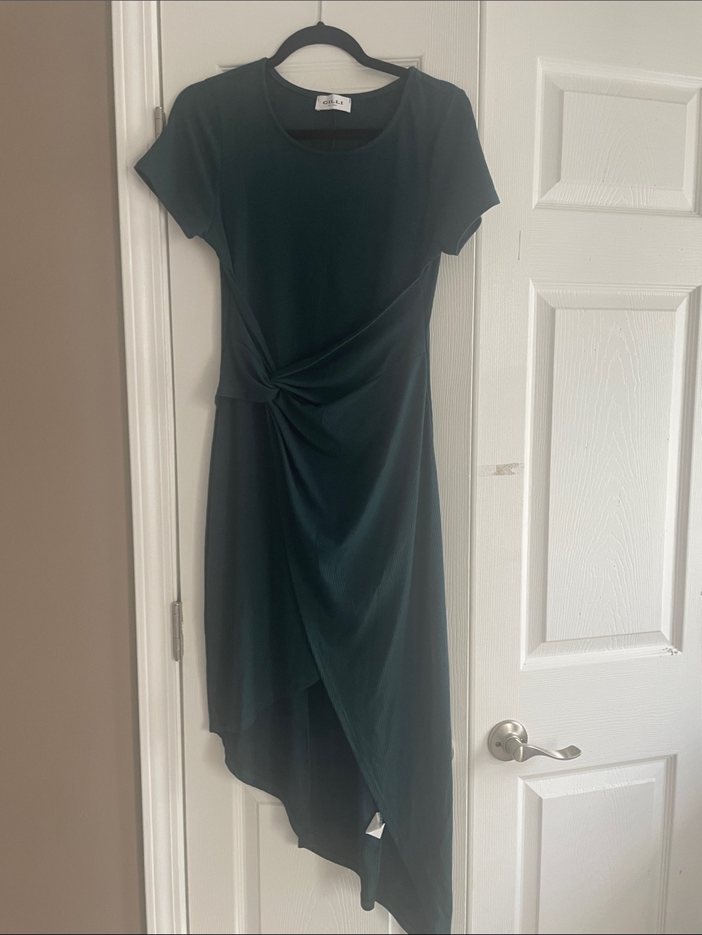 Vici Asymmetrical Twist-Front Dress - Forest Green